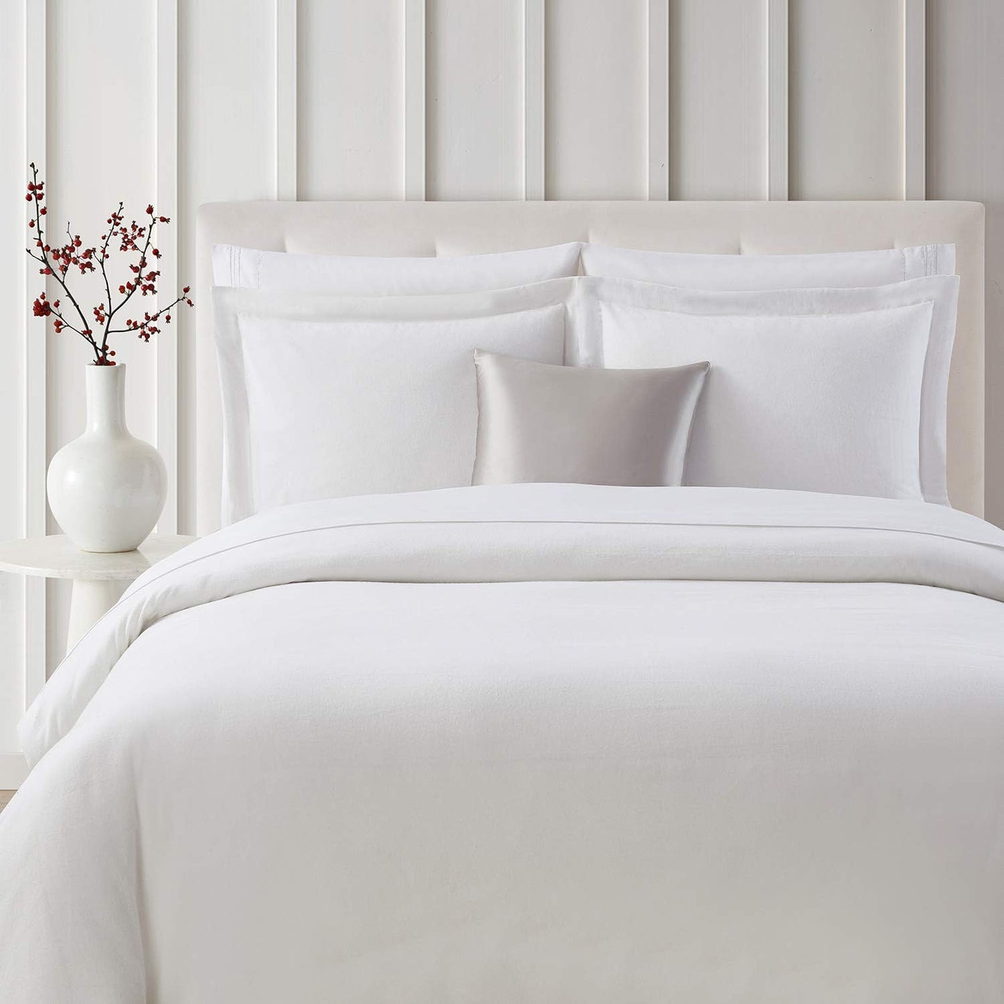 White 3-Piece Heavyweight Flannel Duvet Cover Set