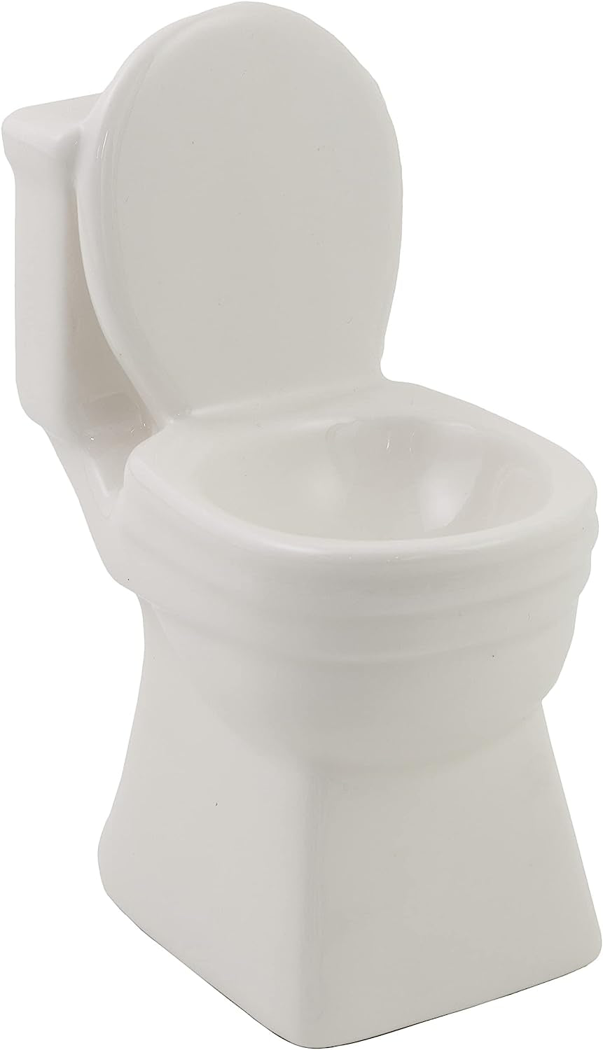 Boston International Wax Melt Warmer Ceramic Tealight Tart Burner, 4.75" Tall, Toilet