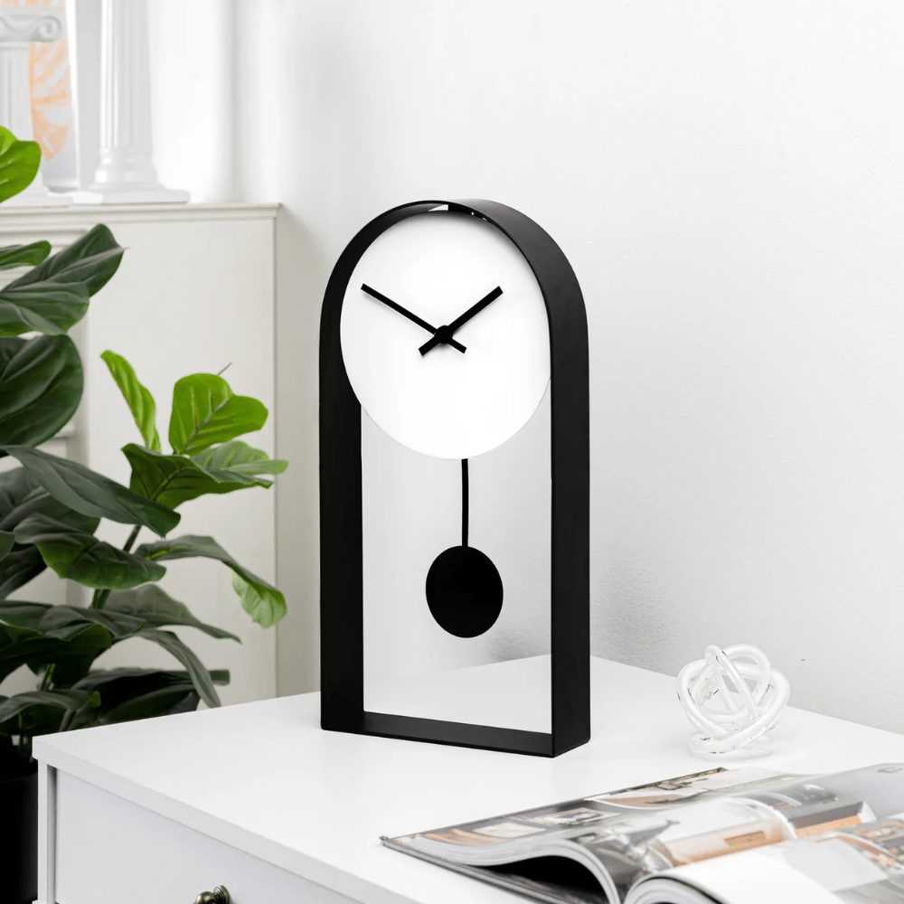 Unity Pendulum Table / Wall Clock - Gunmetal/White