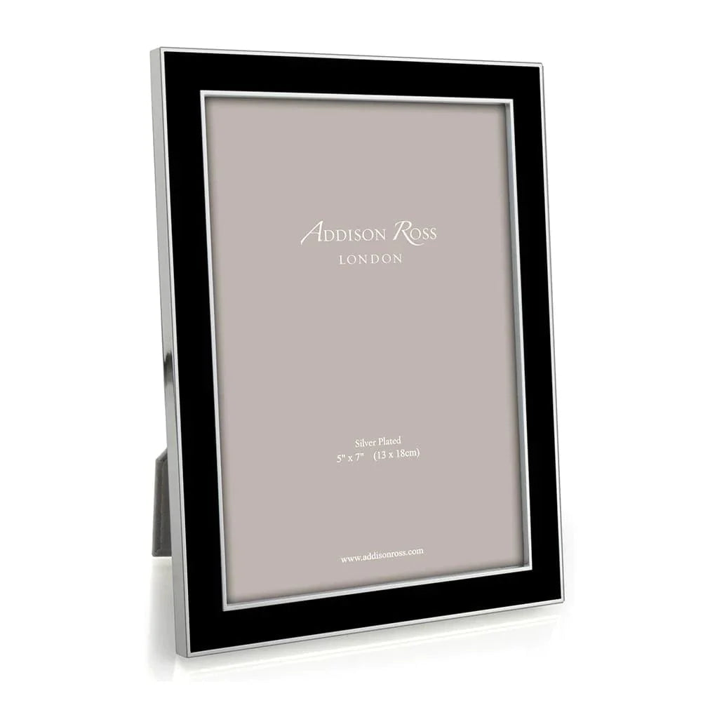 Black Enamel 5" x 7" Picture Frame with Silver Trim - 1 Each