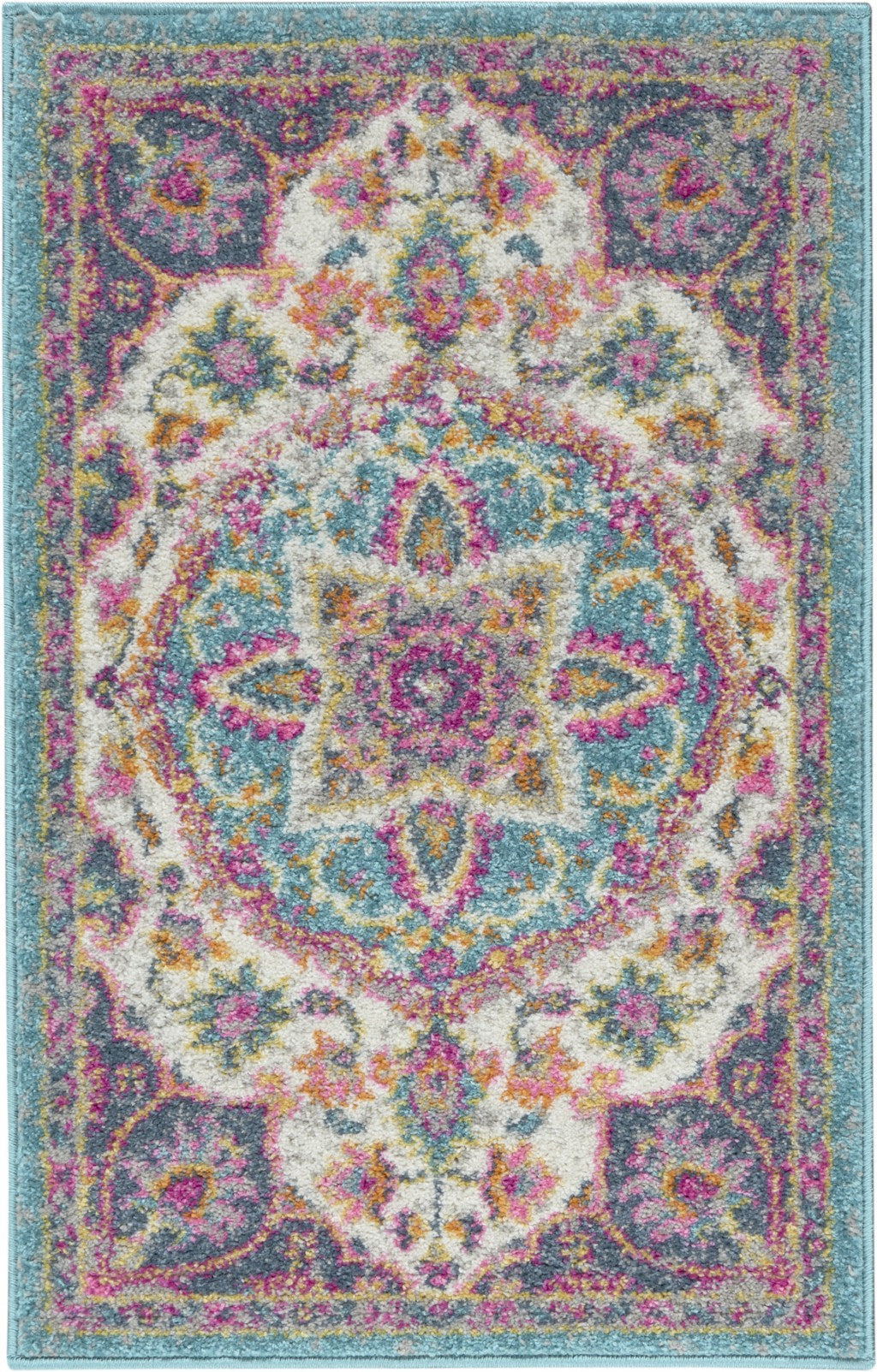 2' X 3' Pink And Green Dhurrie Area Rug