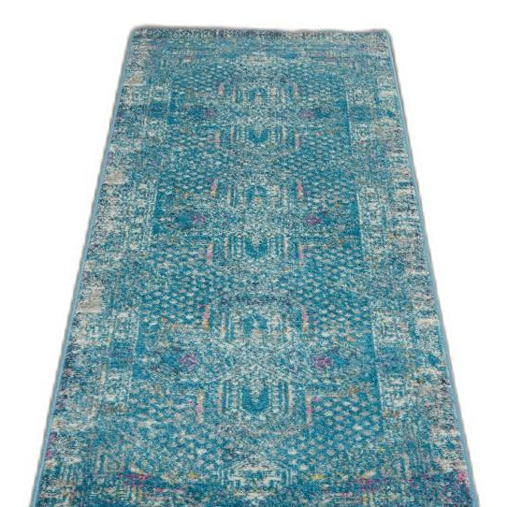 2' X 3' Blue Southwestern Power Loom Area Rug