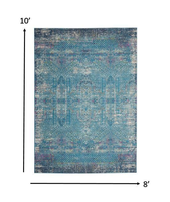 2' X 3' Blue Southwestern Power Loom Area Rug