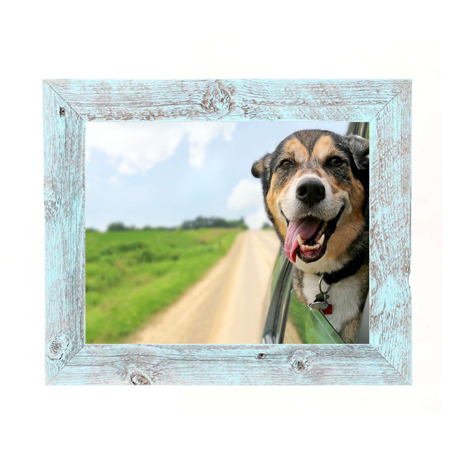 9" X 12" Rustic Farmhouse Light Aqua Blue Wood Frame