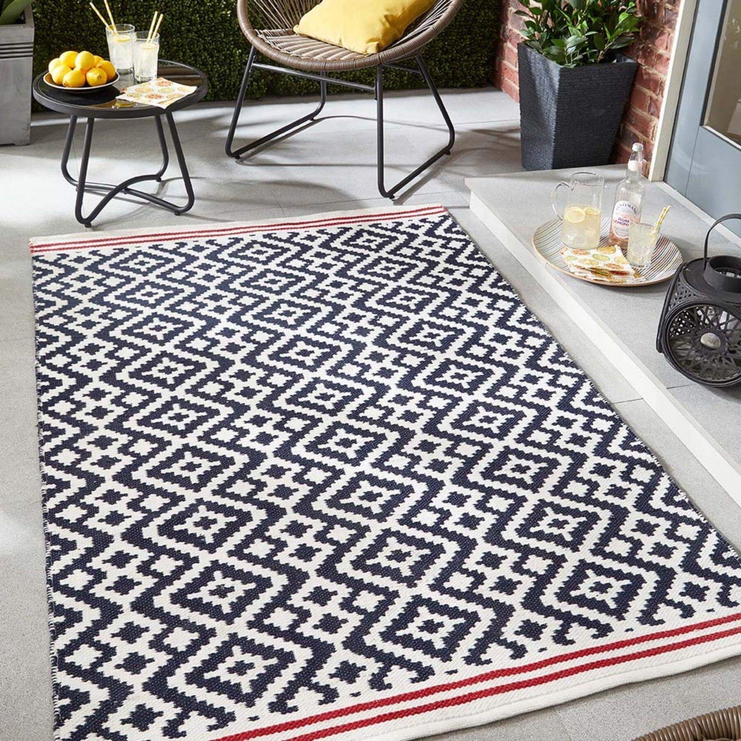 Aztec Navy Outdoor Rug