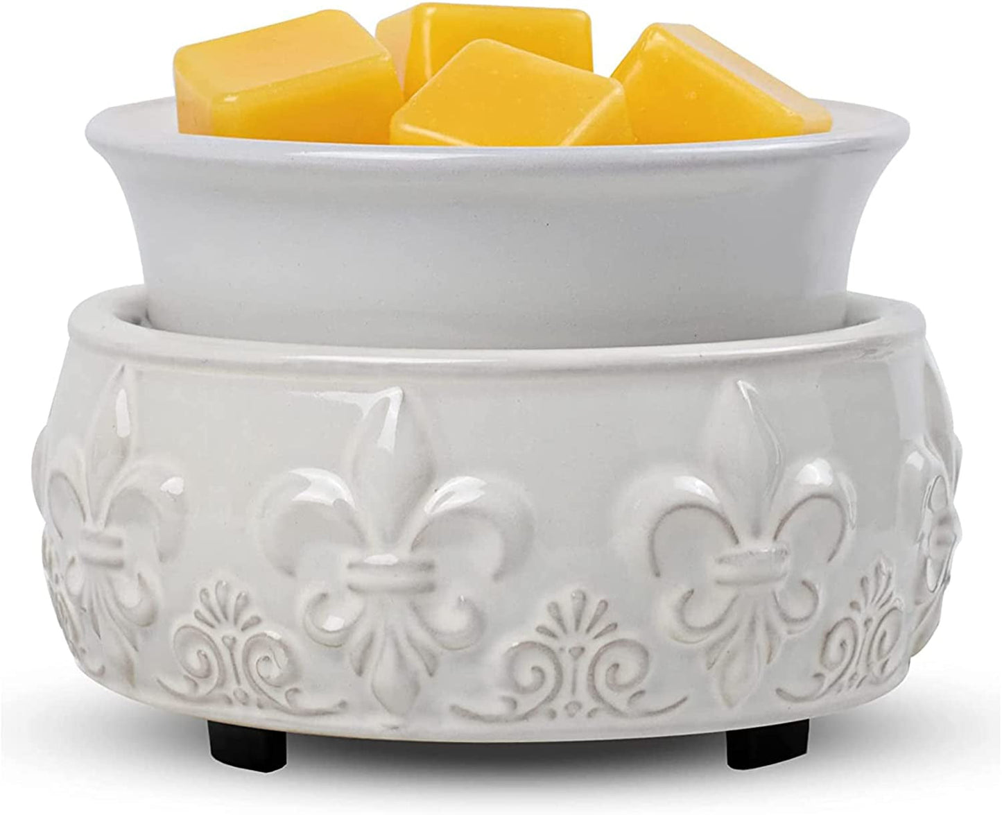 Tepaken Ceramic Wax Melt Warmer 3-In-1 Electric Scented Candle Wax Warmer, Scented Wax Block Essential Oil Burner for Aromatherapy Home Office Decor and Birthday Gift, Blue Home & Garden > Decor > Home Fragrances > Wax Tarts Tepaken 7516_white