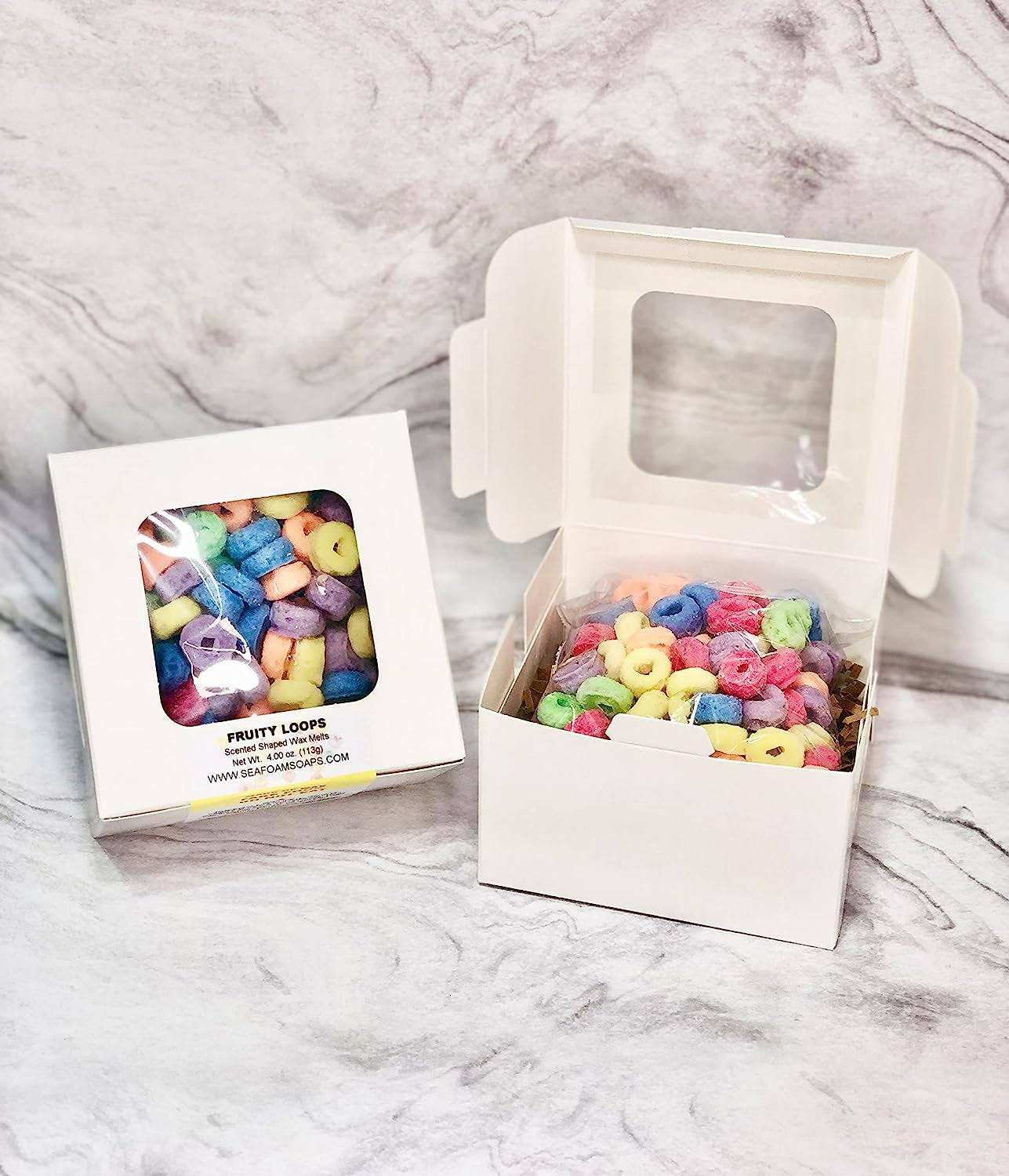 Shaped Wax Melts - Fruity Loops, Wickless Candle Tart, Most Popular Scent, Cereal Scented, Triple Fragrance, Tarts, Realistic, Home Fragrance, Great Gift, Sea Foam Soaps & Scents (Large-Gift Box) Home & Garden > Decor > Home Fragrances > Wax Tarts Sea Foam Soaps & Scents Medium-Gift Box