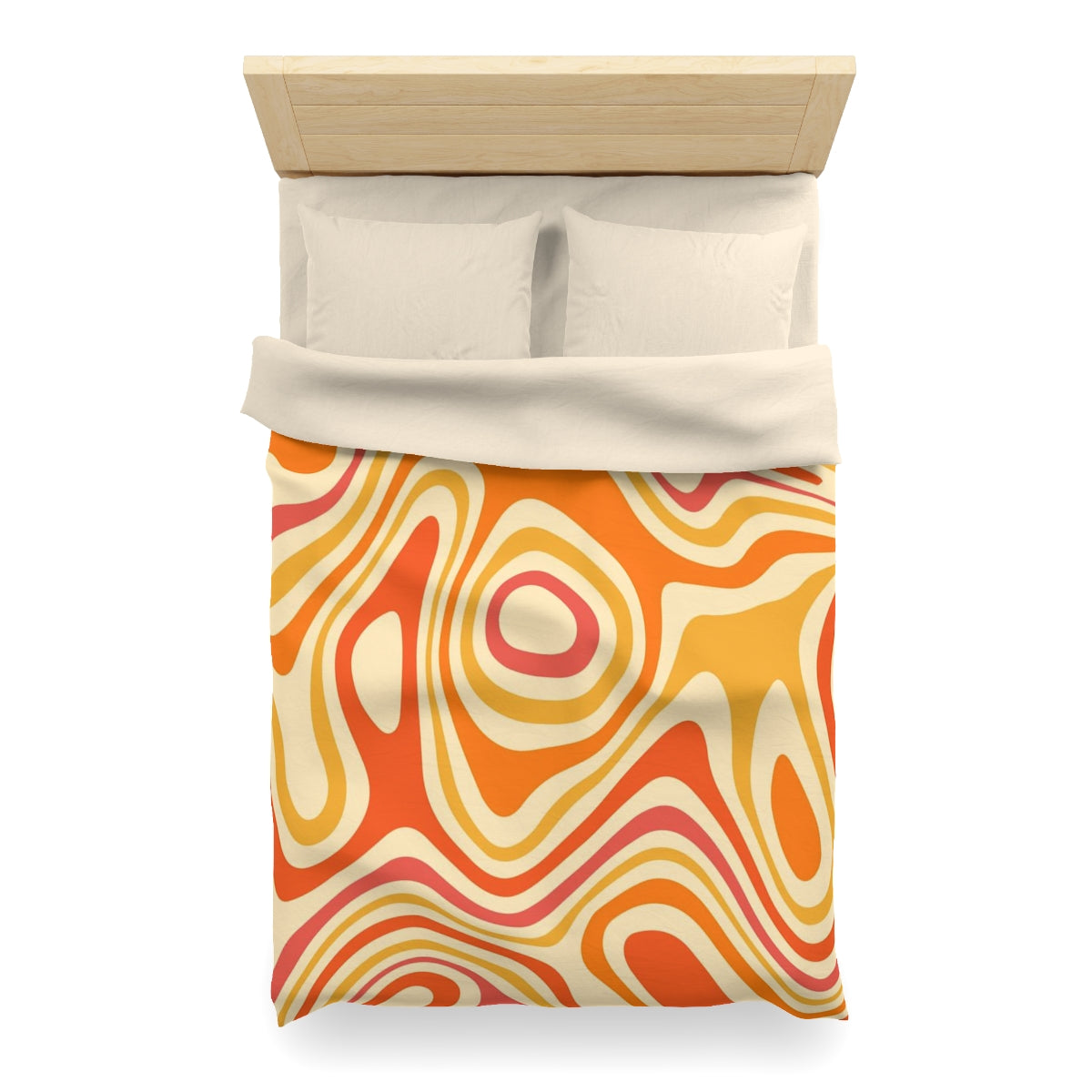 Retro Duvet Cover, 70s Bedding Funky Groovy Orange King Full Queen Twin XL Unique Microfiber Cool Vibrant Bed Home Bedroom Décor Starcove Fashion