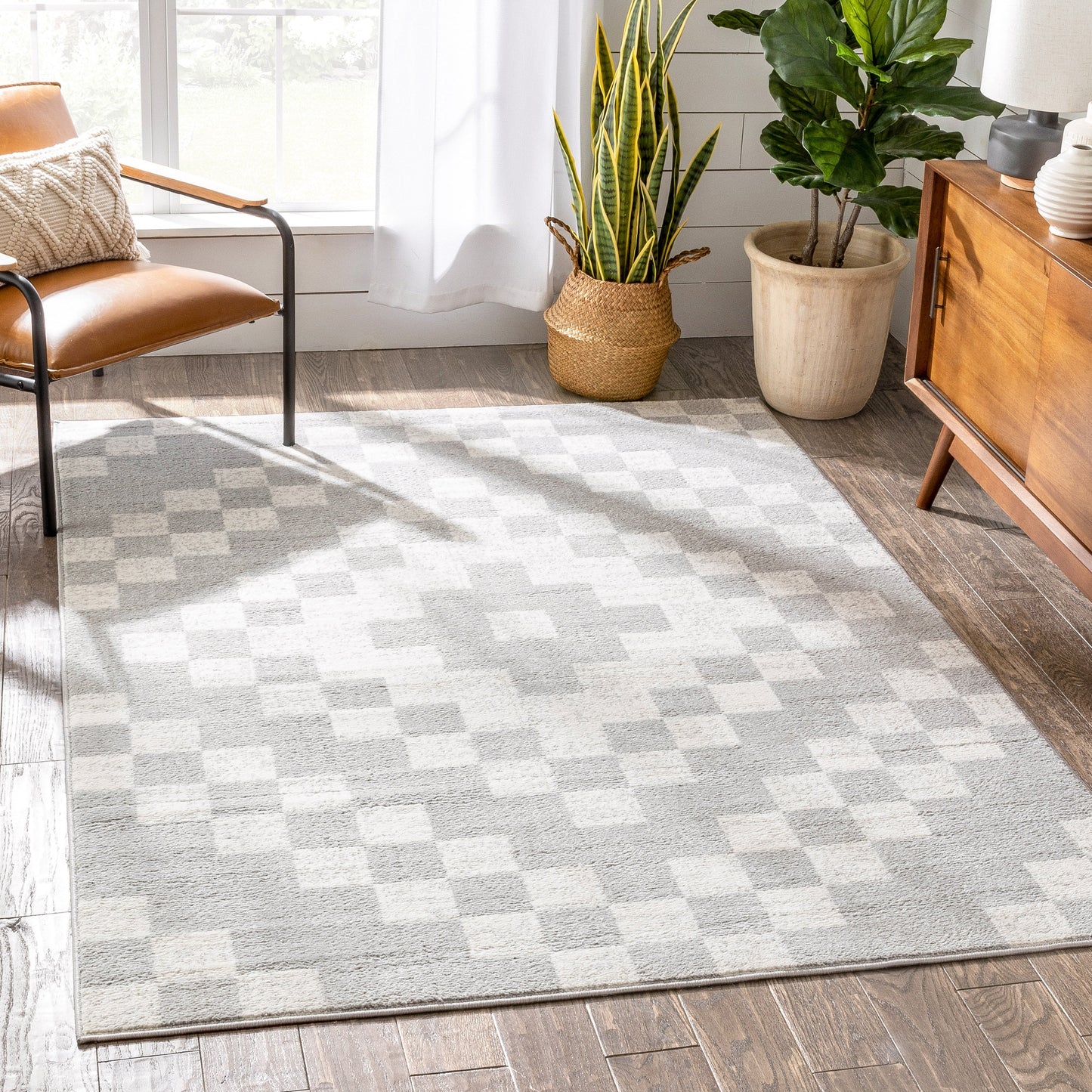 Beren Southwestern Geometric Ivory High-Low Rug