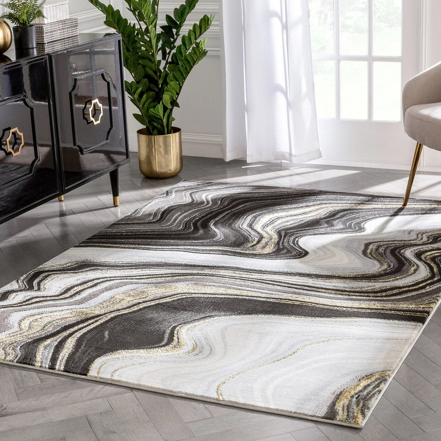 Warren Retro Abstract Waves Glam Rug