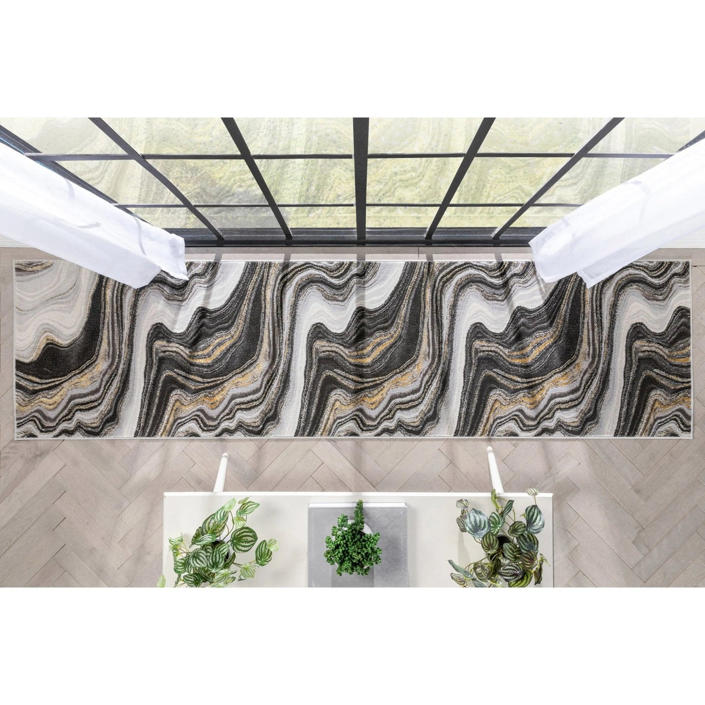 Warren Retro Abstract Waves Glam Rug