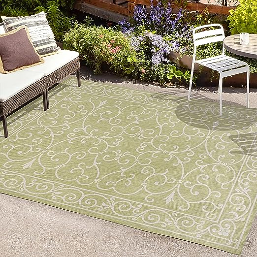 SMB106B-3 Charleston Vintage Filigree Textured Weave Indoor/Outdoor Red/Beige