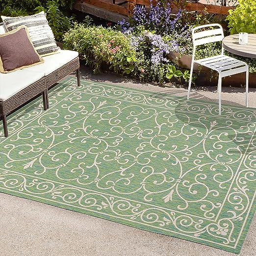 SMB106B-3 Charleston Vintage Filigree Textured Weave Indoor/Outdoor Red/Beige