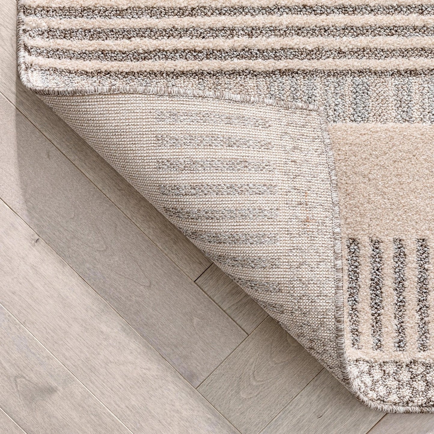 Briar Tribal Geometric Abstract Beige Looped Pile Rug