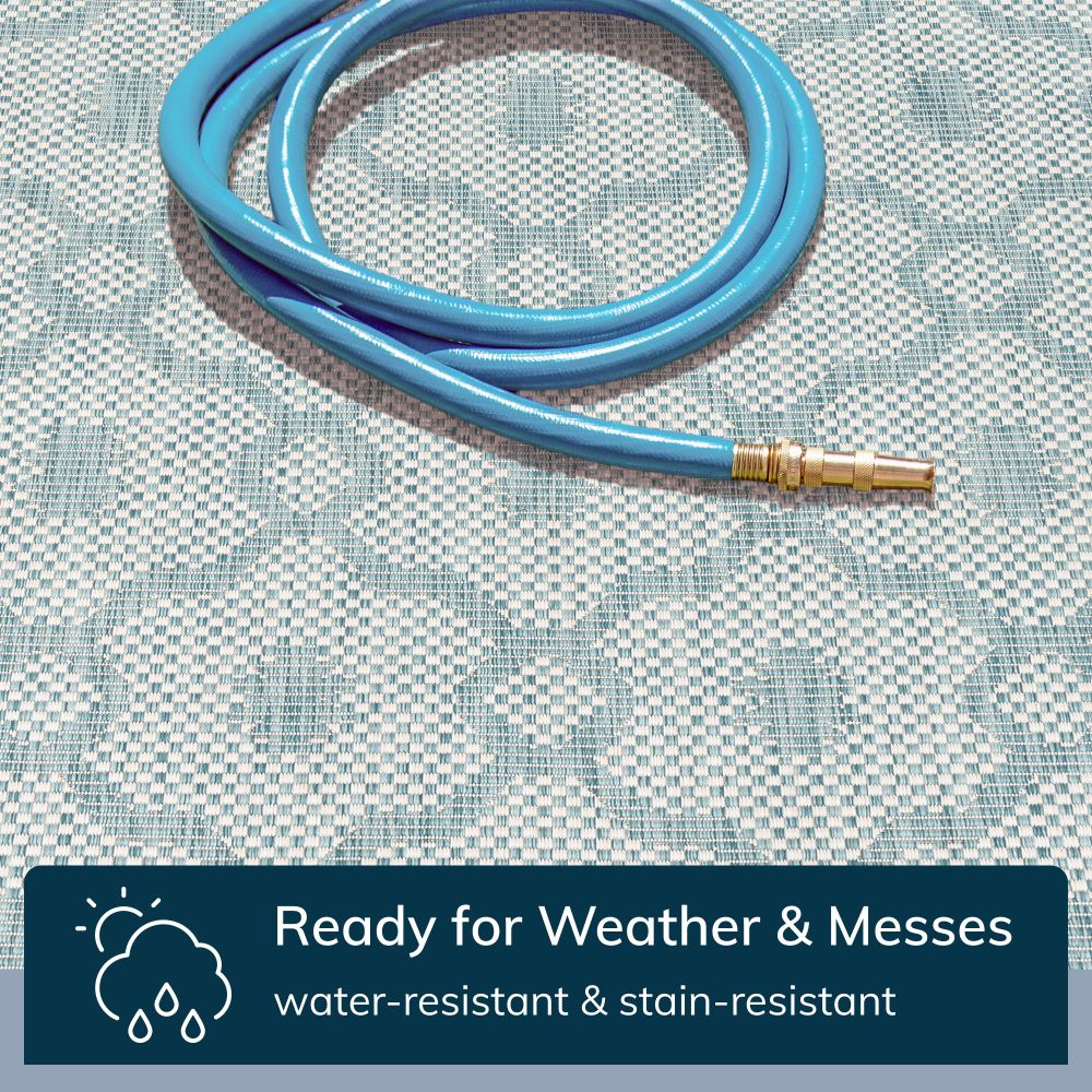 Sol Nordic Lattice Trellis Indoor Outdoor Light Blue Flatweave Rug