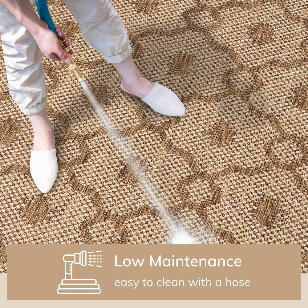 Sol Lattice Trellis Indoor Outdoor Brown Flatweave Rug