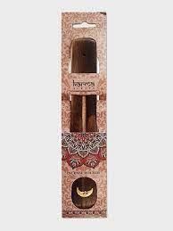 Brass & Mango Wood Incense Holder Moon - yogahubstore