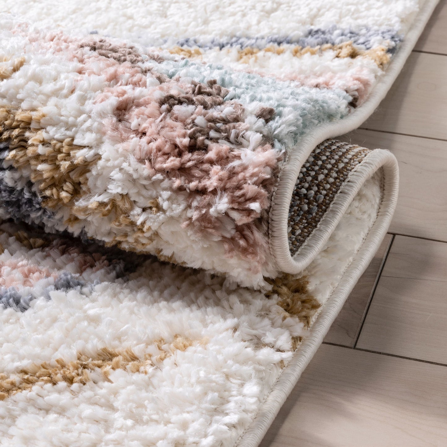Anahita Vintage Moroccan Diamond Ivory Shag Rug