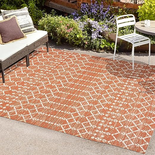 SMB108B-3 Ourika Moroccan Geometric Textured Weave Indoor Outdoor -Area Rug