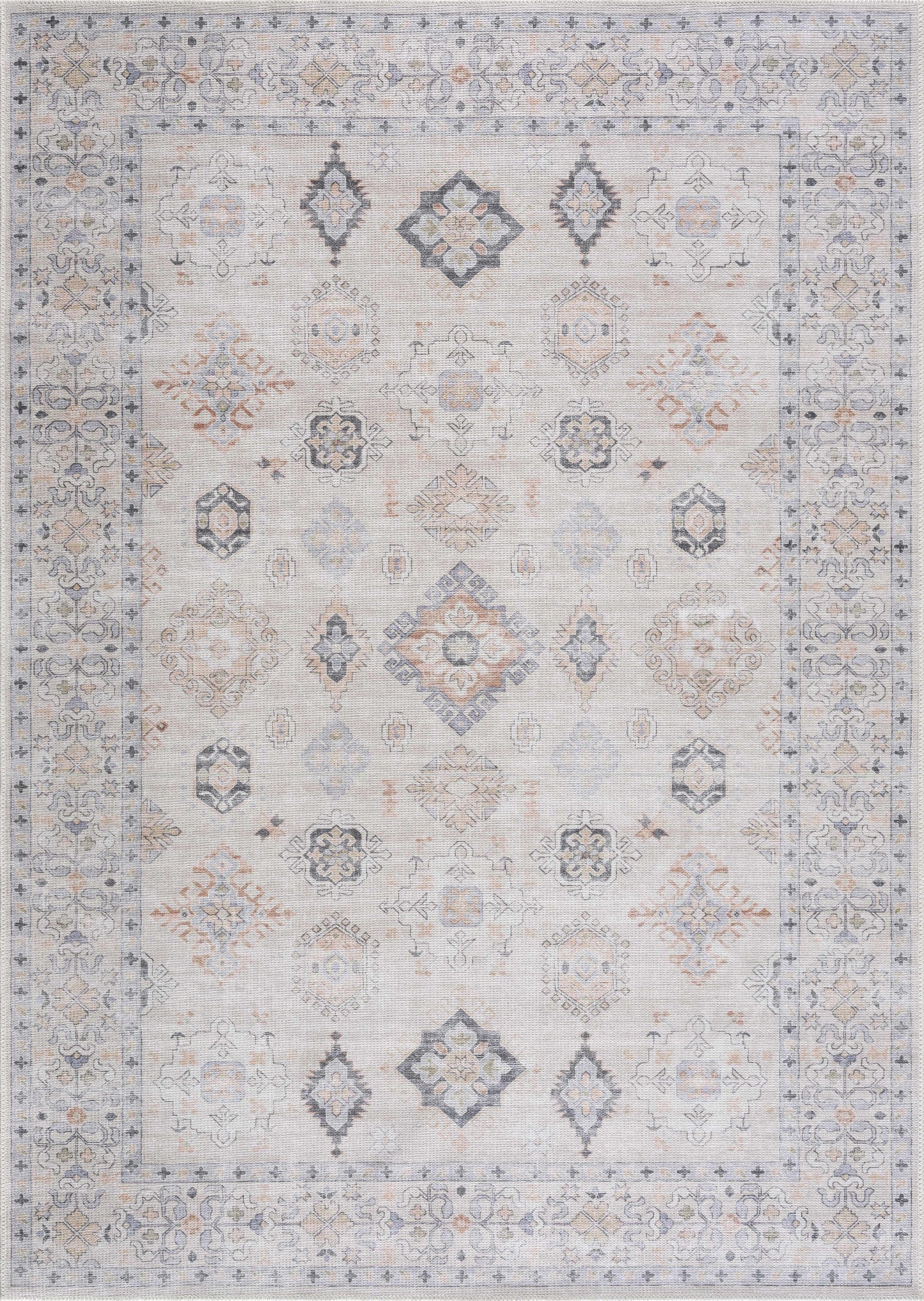 Beige Beckett Vintage Washable Area Rug | Classic Elegance with Modern Convenience