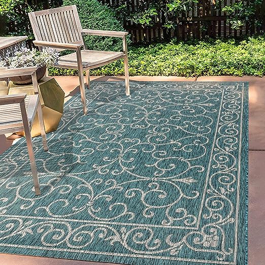 SMB106B-3 Charleston Vintage Filigree Textured Weave Indoor/Outdoor Red/Beige