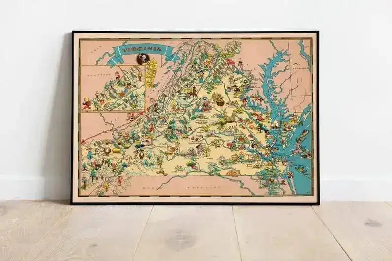 Virginia Map Print| Fine Art Prints