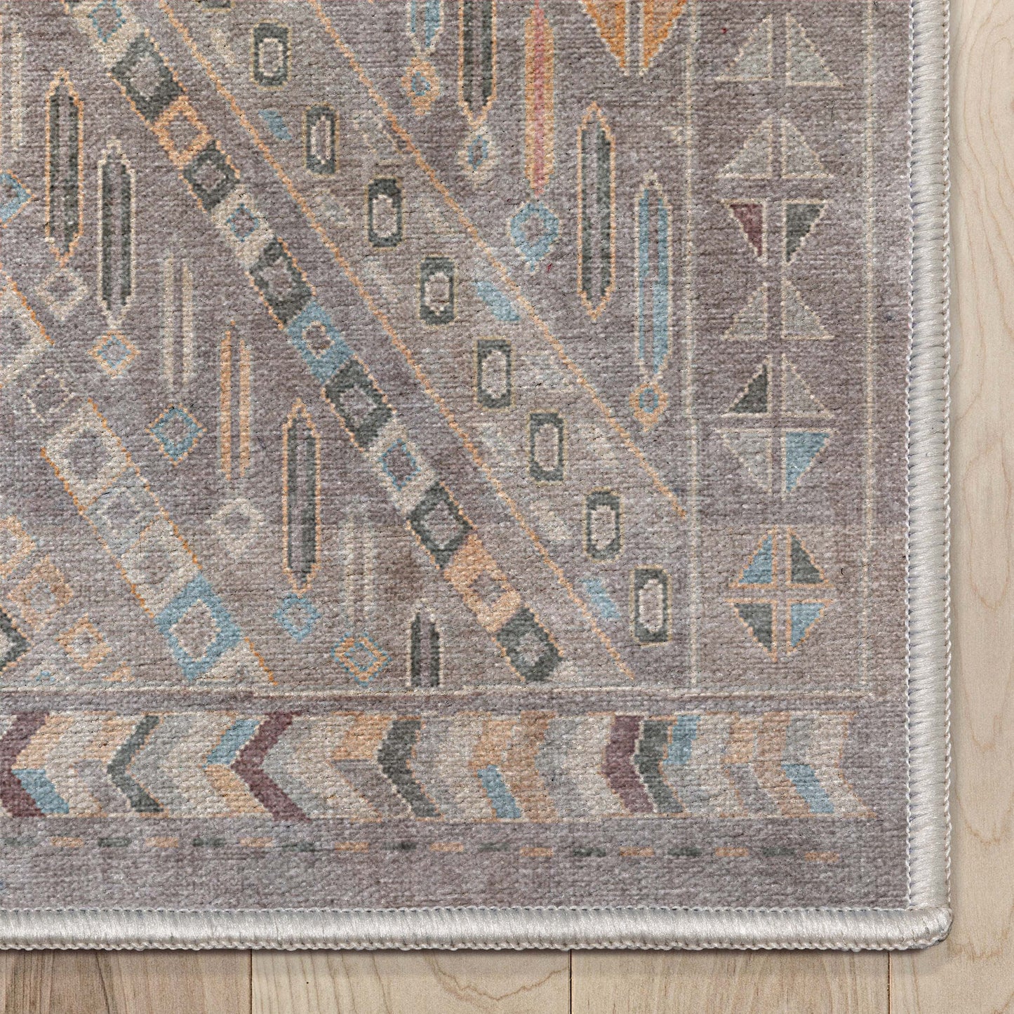 Anya Vintage Tribal Chevron Grey Flat-Weave Rug