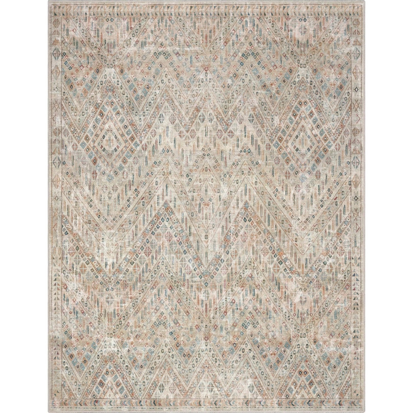 Anya Vintage Tribal Chevron Ivory Flat-Weave Rug