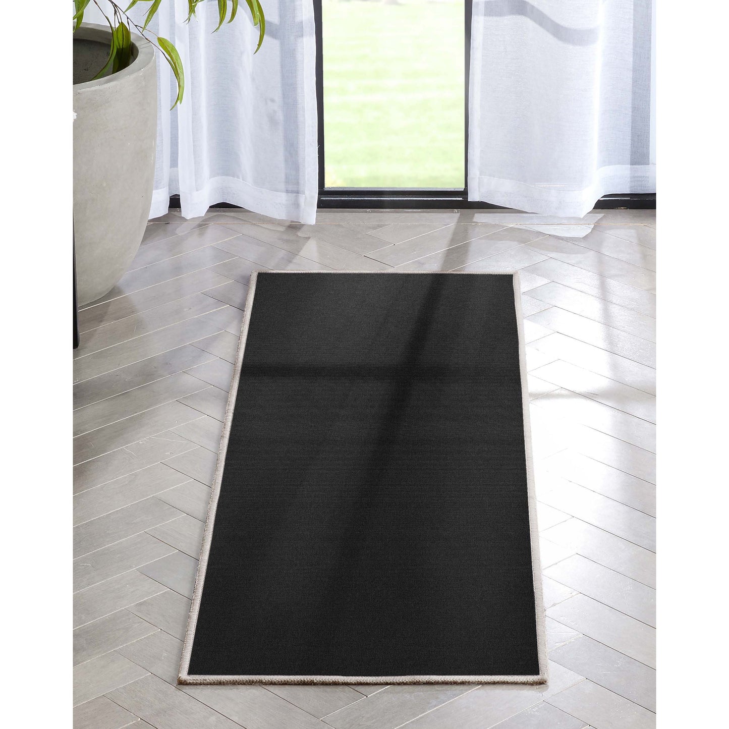 Solid Modern Plain Flat-Weave Rug