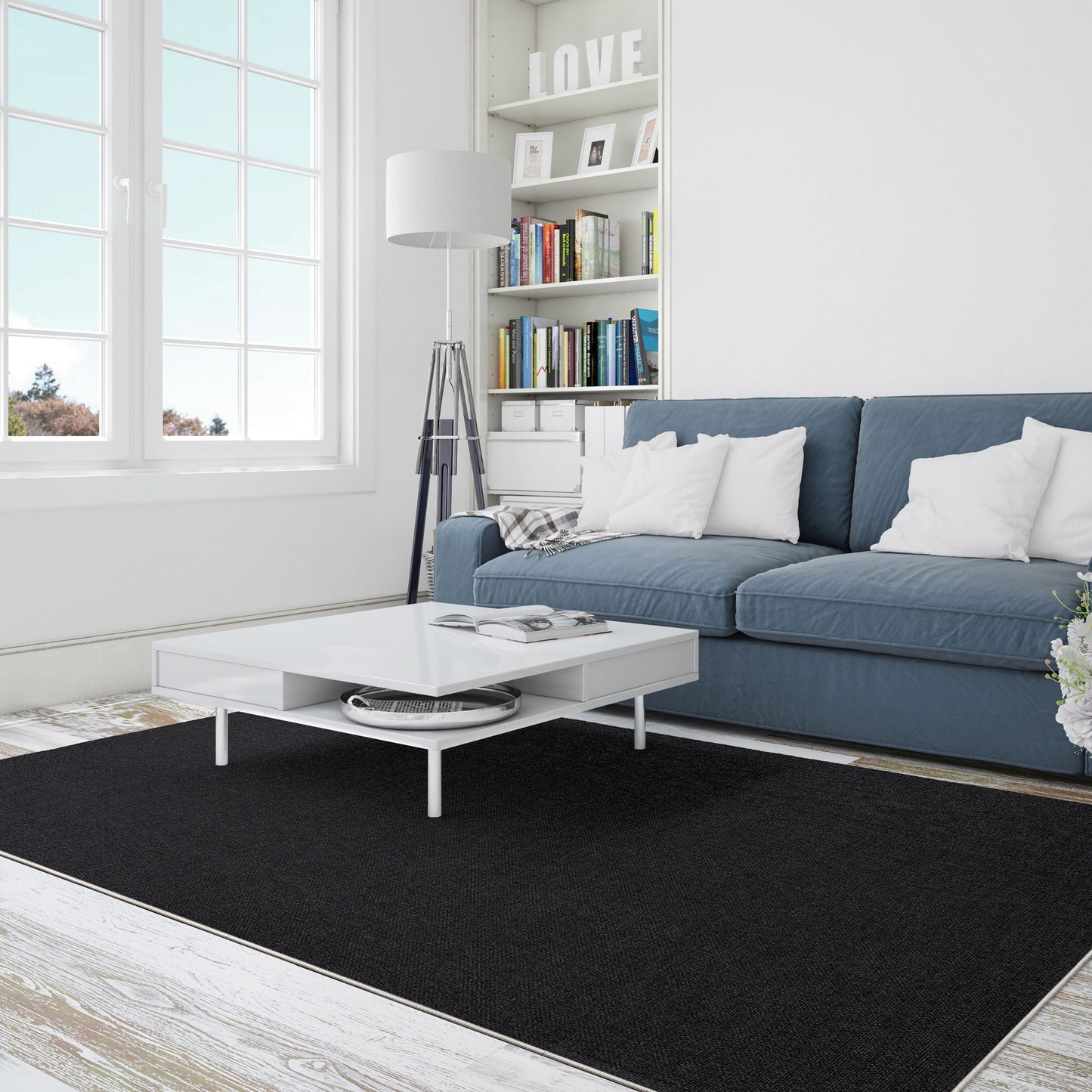 Solid Modern Plain Flat-Weave Rug