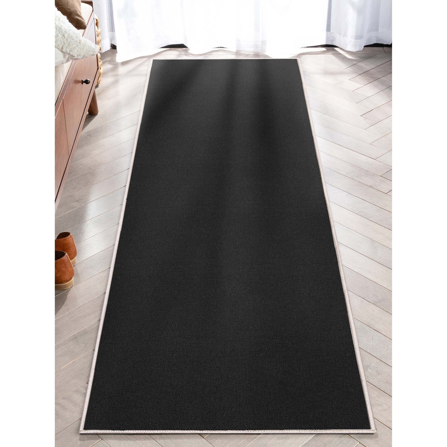 Solid Modern Plain Flat-Weave Rug