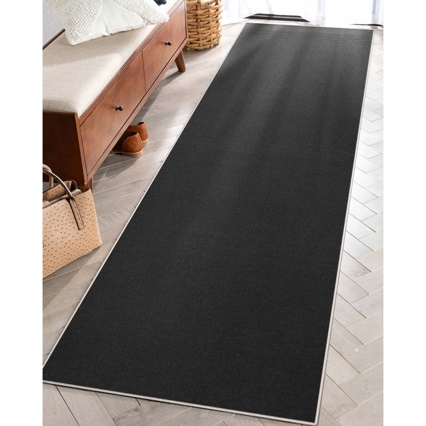 Solid Modern Plain Flat-Weave Rug