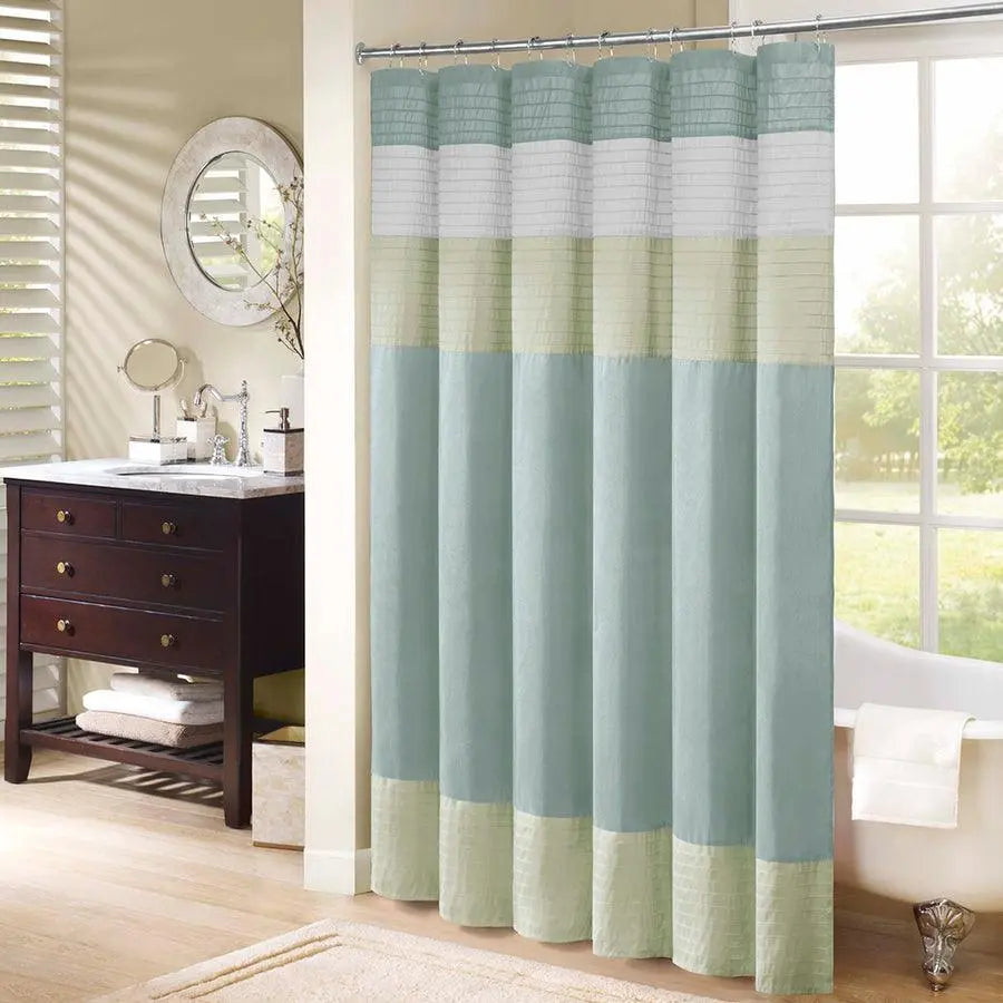 Amherst Faux Silk Shower Curtain Green