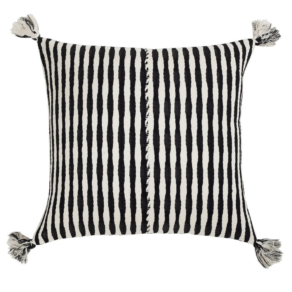 Antigua Throw Pillow - Black + White Striped