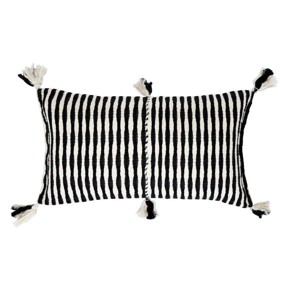 Antigua Lumbar Pillow - Black + White