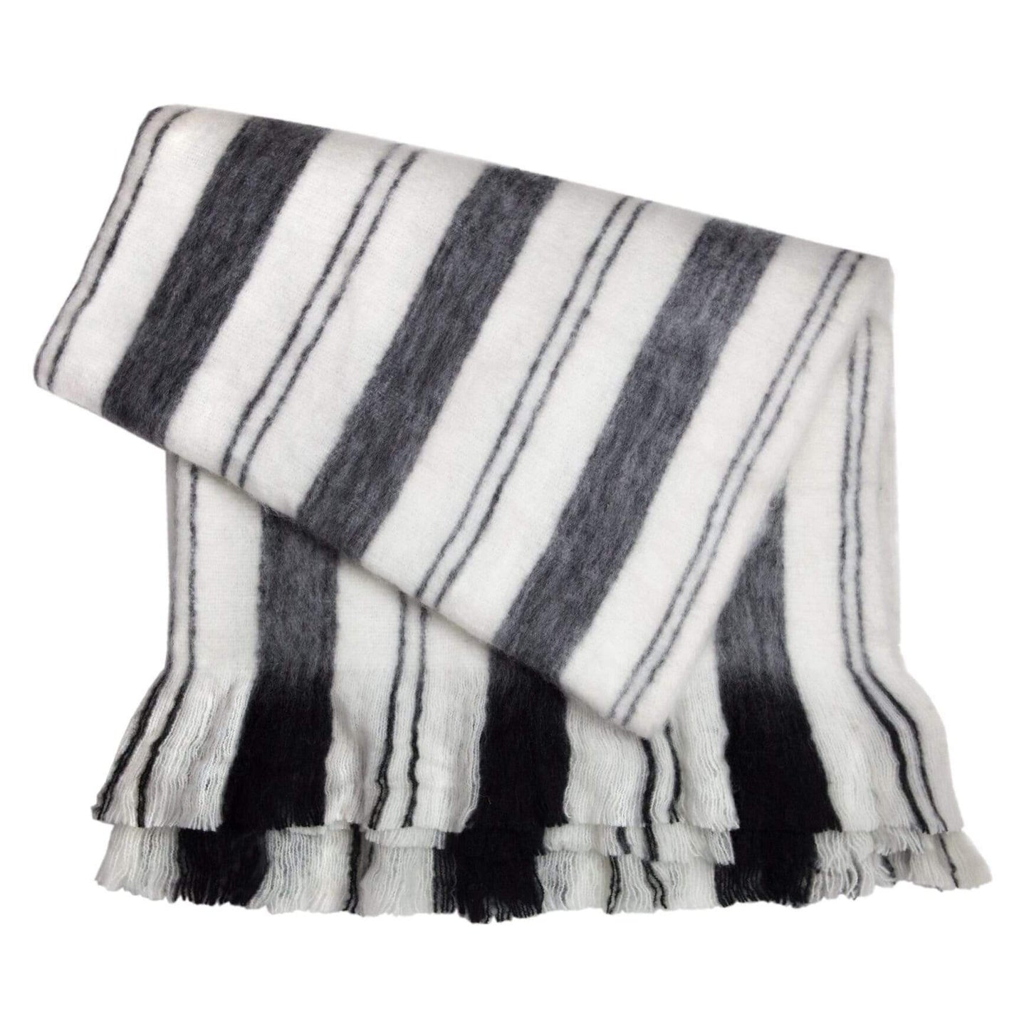 Archive New York Throw Blanket - Black/White/Grey Stripe