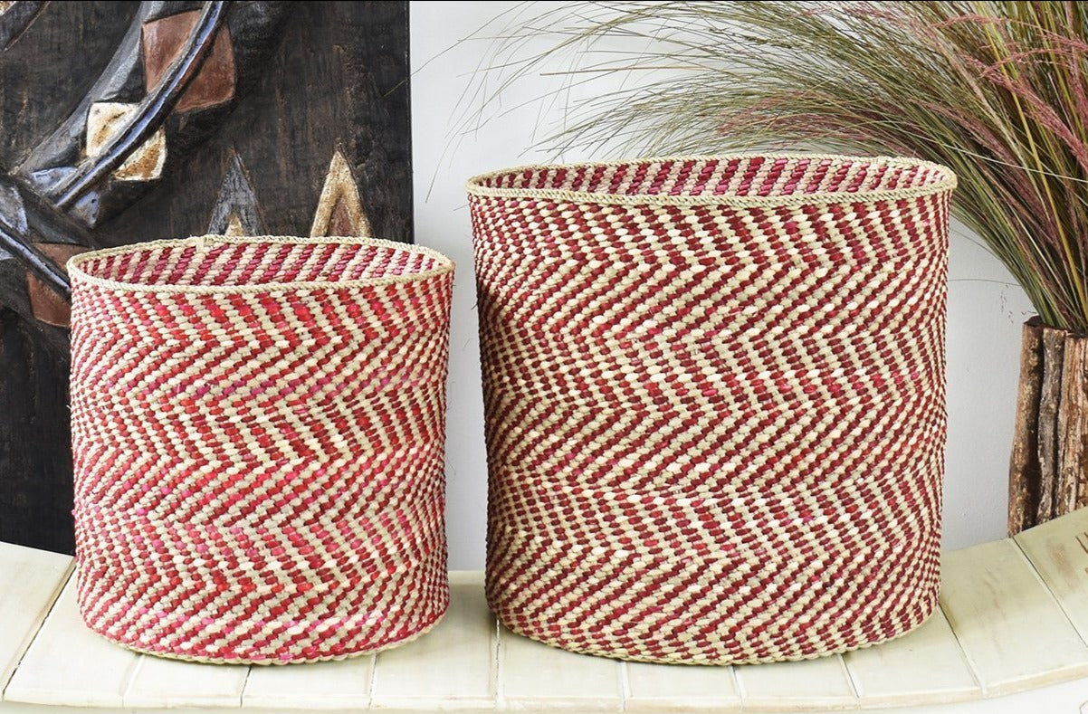 Berry and Natural Maila Milulu Reed Basket