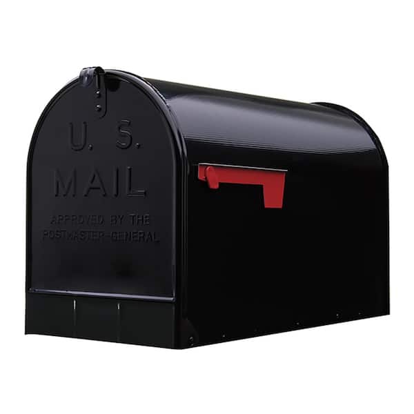 15" H Post Mount Mailbox Extra-Large Galvanized Steel, Black