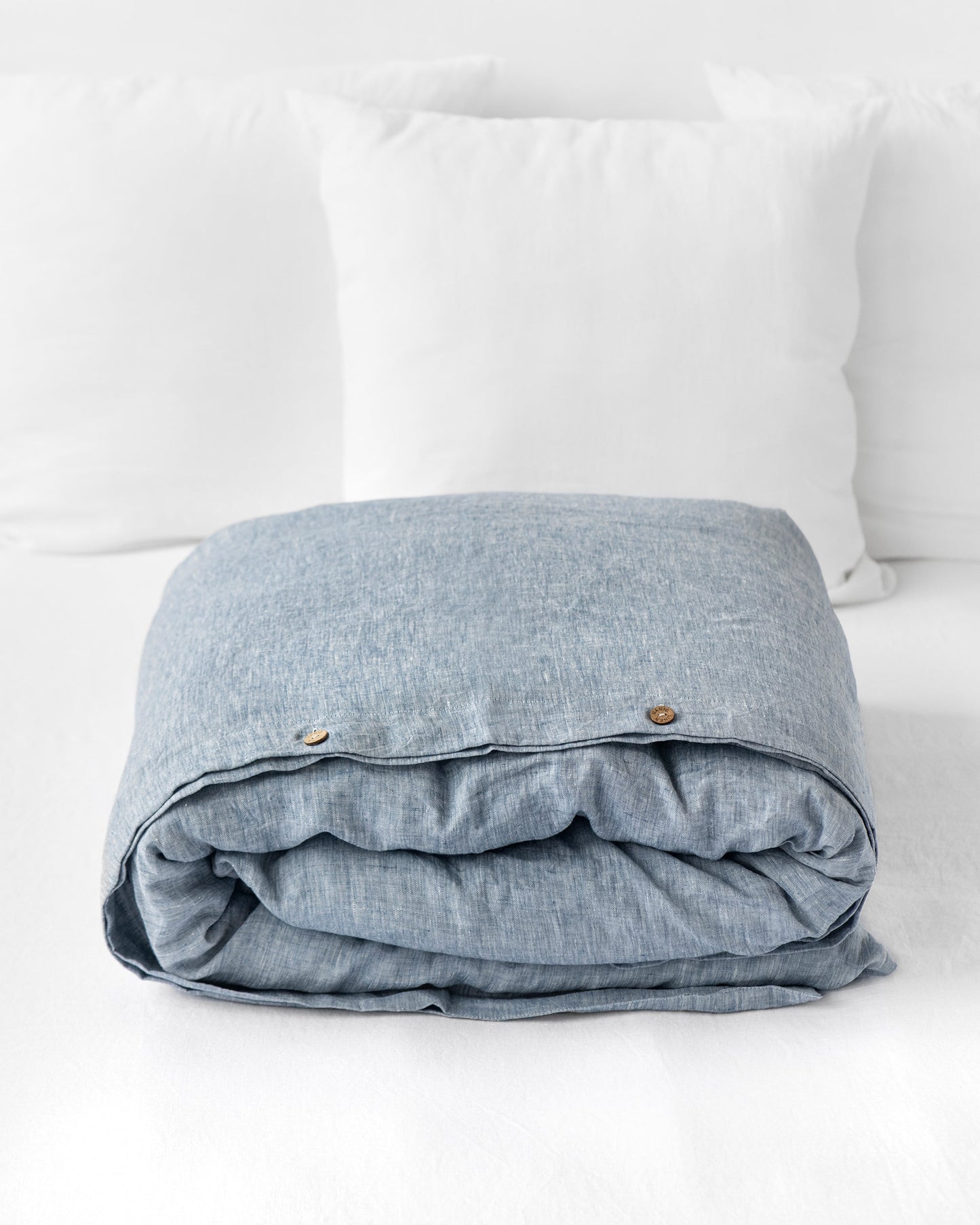 Blue melange linen duvet cover