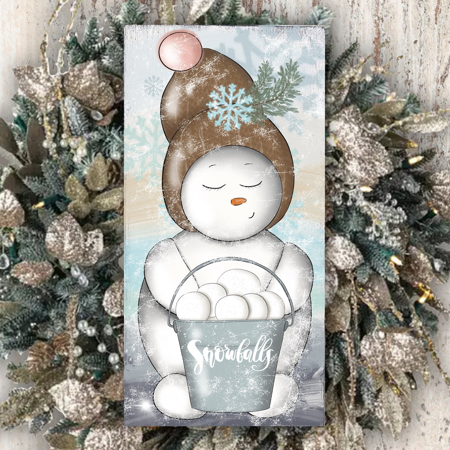 Snowballs Snowman Winter Sign