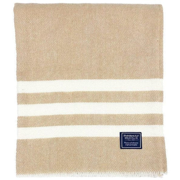 1 Trapper Wool Throw - Khaki/Natural Stripe