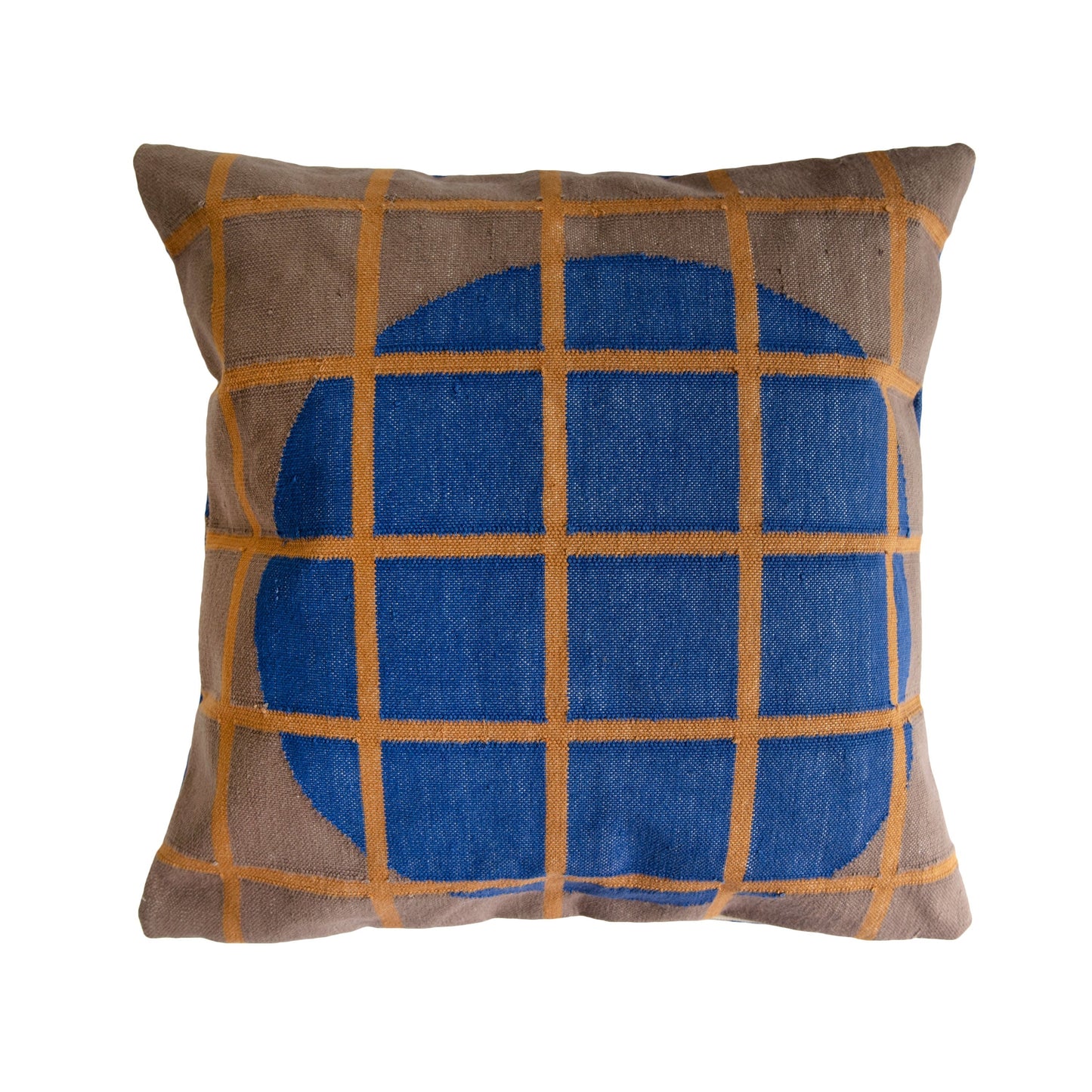 Leah Singh GRID PILLOW - REVERSIBLE - BLUE + GREY Pillow Leah Singh