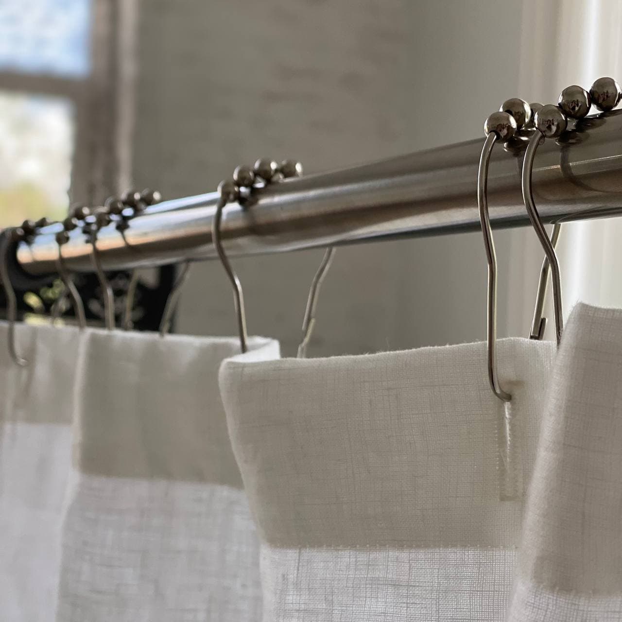Waterproof Linen Shower Curtain – Simple Linen Bathroom Panel with Waterproof Lining – Custom Color: Gray, White, Black – 80", 90", and 96" Height