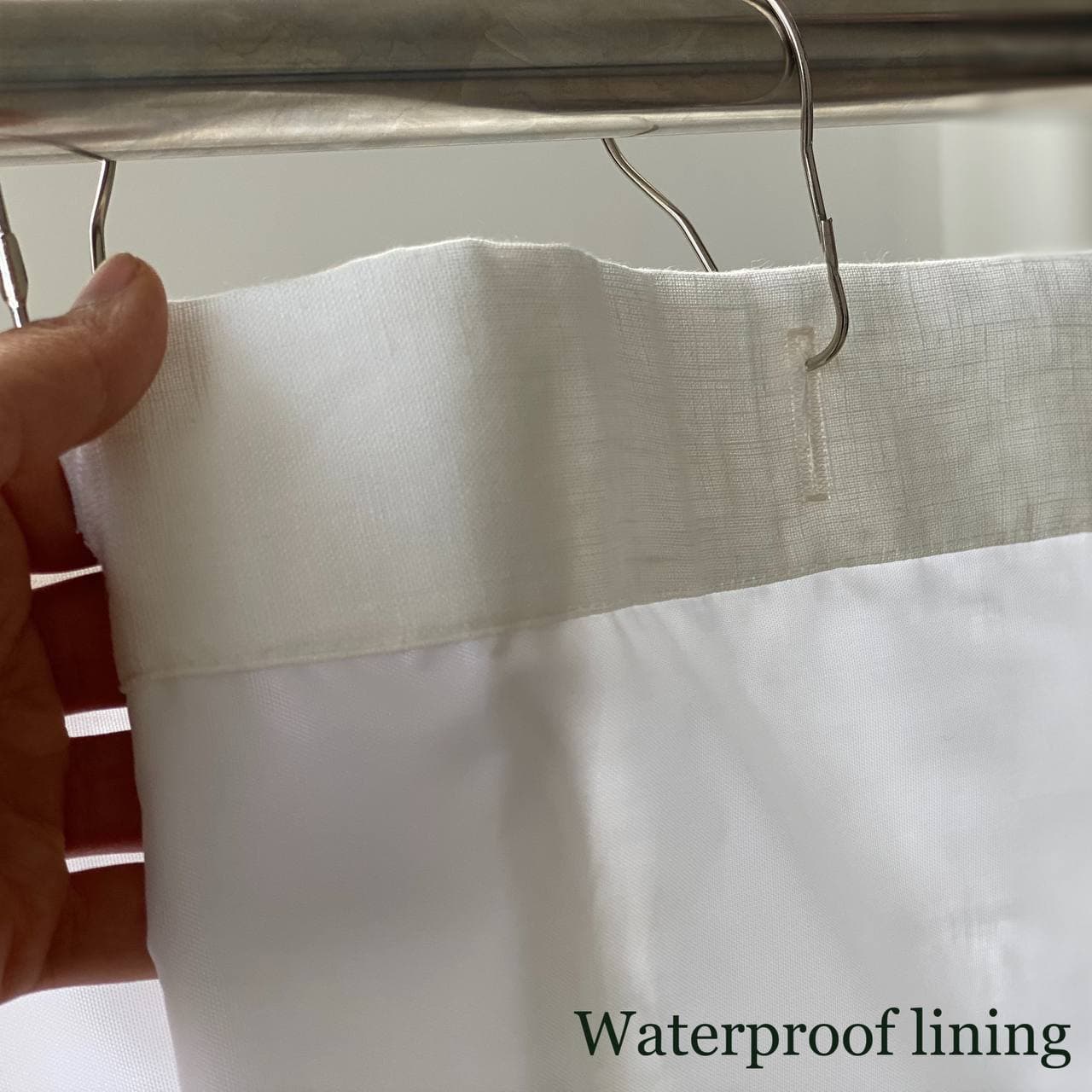 Waterproof Linen Shower Curtain – Simple Linen Bathroom Panel with Waterproof Lining – Custom Color: Gray, White, Black – 80", 90", and 96" Height