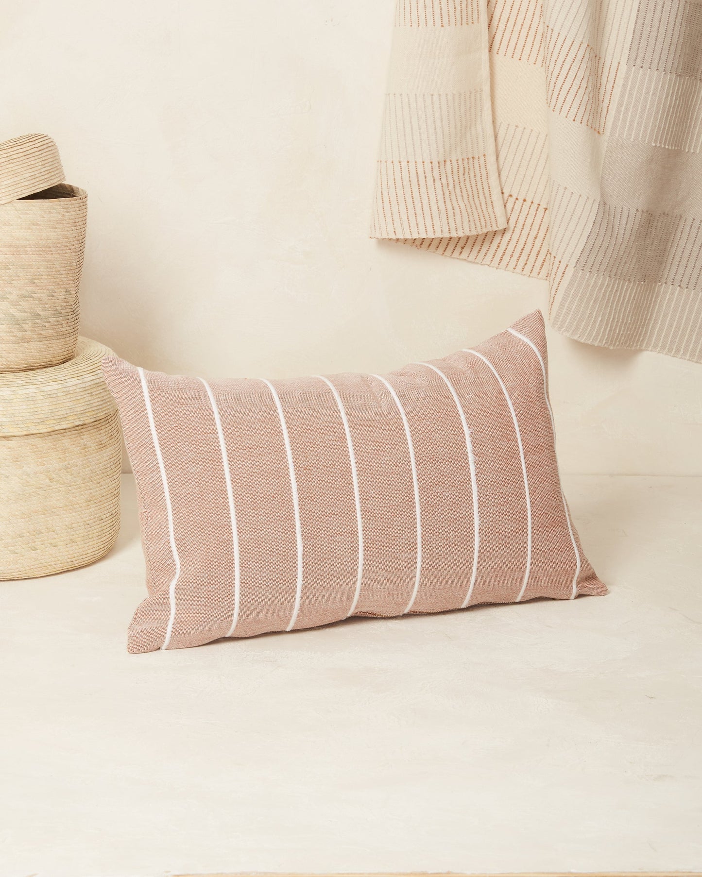 Recycled Stripe Lumbar Pillow Lumbar Pillows Minna Light Clay