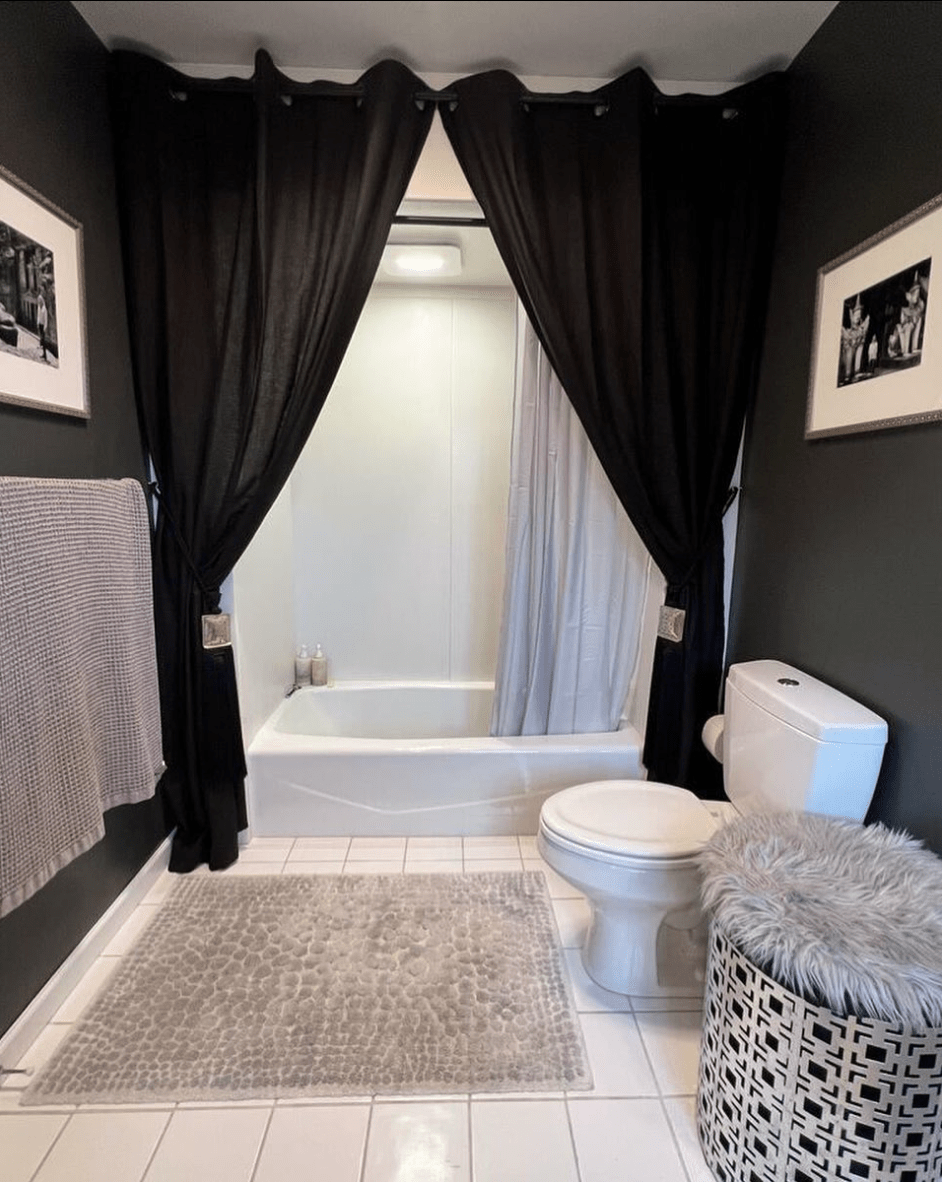 Waterproof Linen Shower Curtain – Simple Linen Bathroom Panel with Waterproof Lining – Custom Color: Gray, White, Black – 80", 90", and 96" Height
