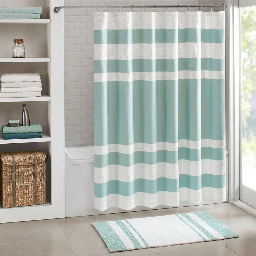 Spa Waffle Shower Curtain with 3M Treatment Aqua-MP70-1485