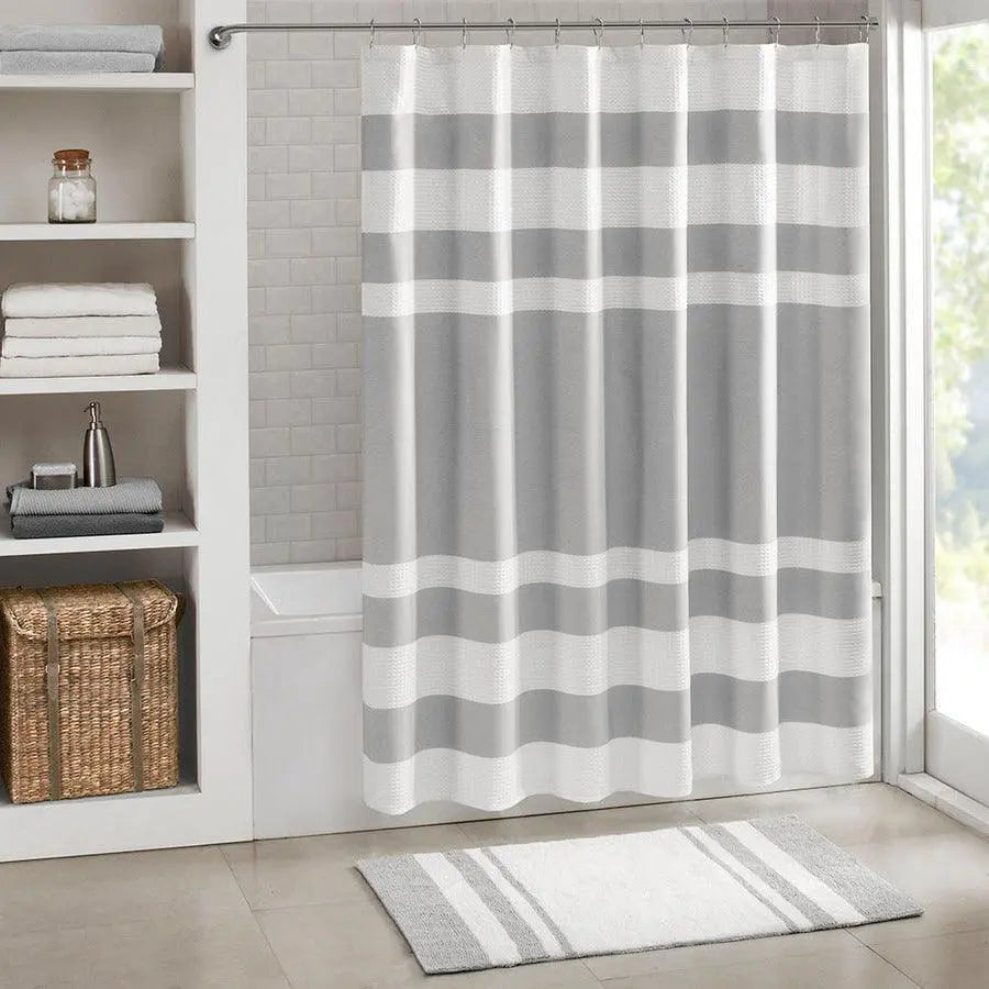 Spa Waffle Shower Curtain with 3M Treatment Grey-MP70-4981