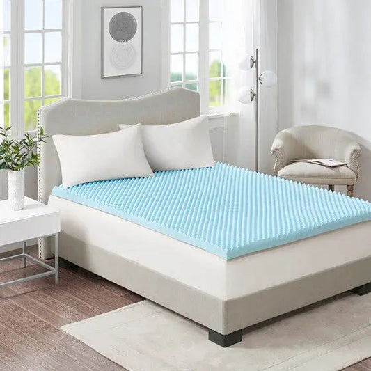 All Season Reversible Hypoallergenic Cooling Mattress Topper Blue