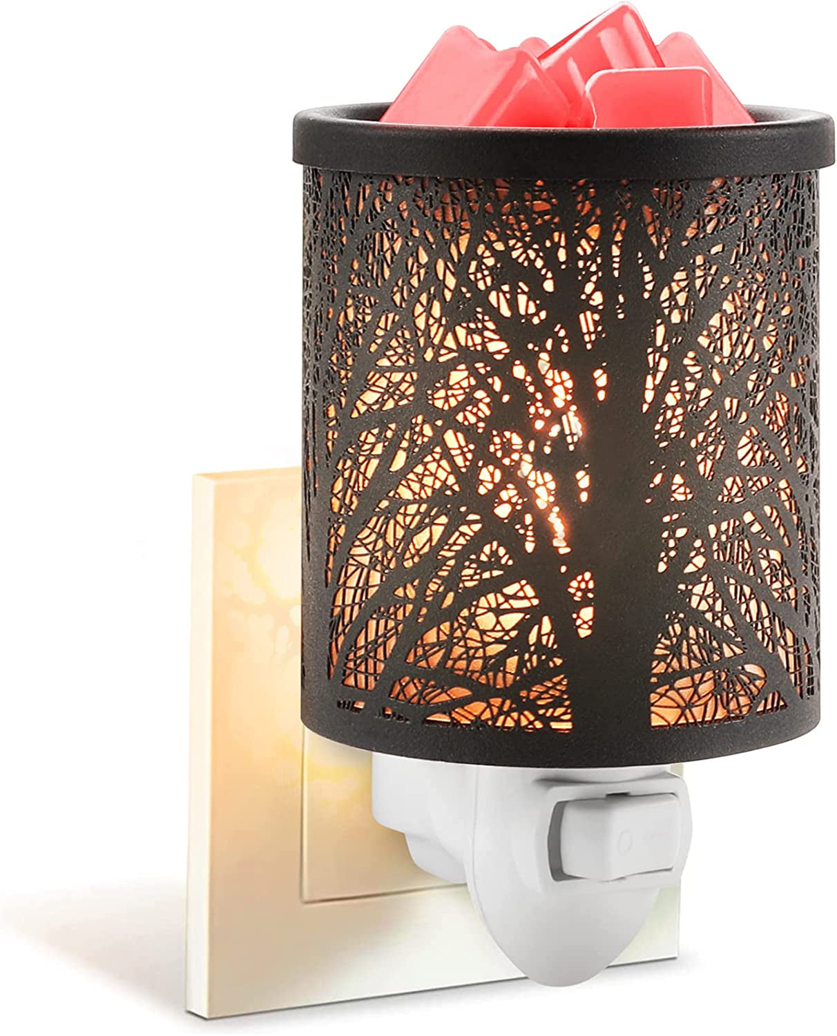 YUWENUS Plug in Wax Melt Warmer, Metal Wax Warmer for Scented Wax, Decorative Scented Candle Warmer for Wax Cubes, Frangrance Wax Burner for Gift, Home, Office, Spa (Tree Pattern)